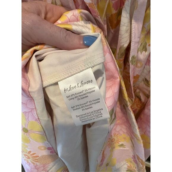 NWT For Love & Lemons Carrie Pink & Yellow Floral Midi Dress Size XXS - Picture 9 of 10